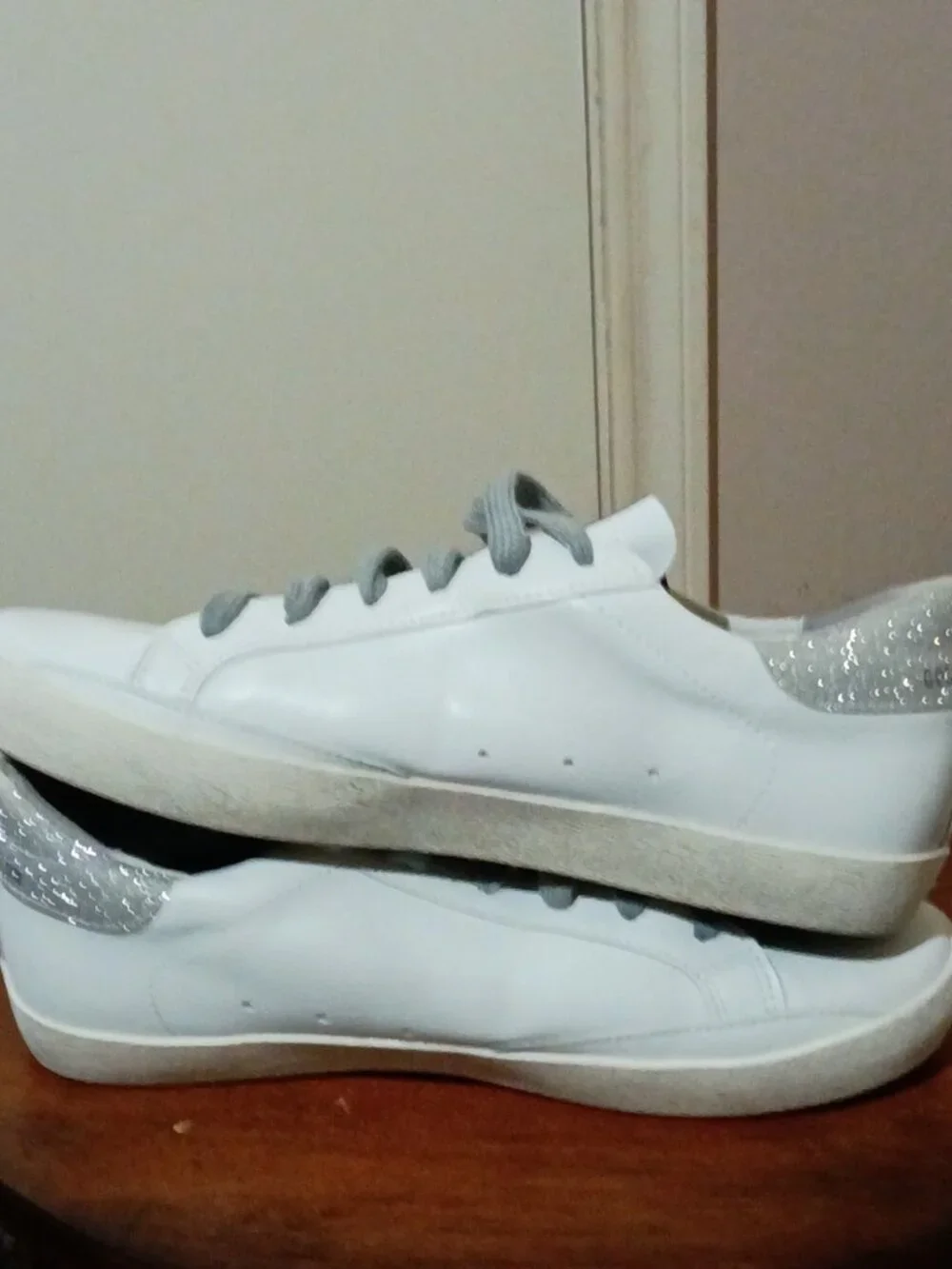 Golden Goose Women's Superstar White Leather Glitter Star Low Top Sneakers 39 - Picture 13 of 15